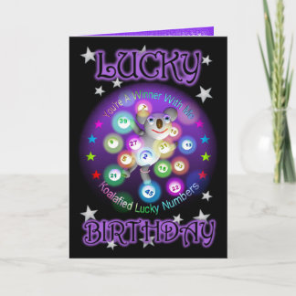 Cartão Happy Birthday Koala Lottery Greeting Card