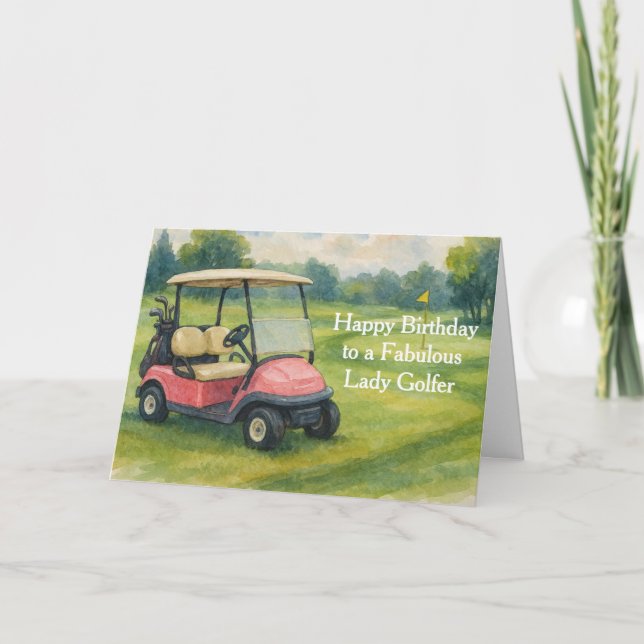 Cartão Happy Birthday Lady Golfer  (Frente)