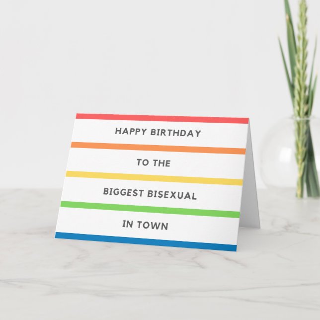 Cartão Happy Birthday LGBT Bisexual card - Rainbow (Frente)