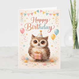 Cartão Happy Birthday Little Owl 