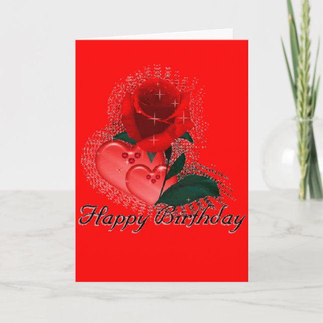 Cartão Happy Birthday Love Roses Greeting Card (Frente)