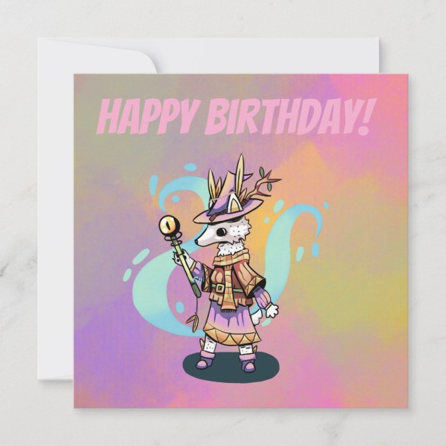 Cartão Happy Birthday Magical wolf (Frente)