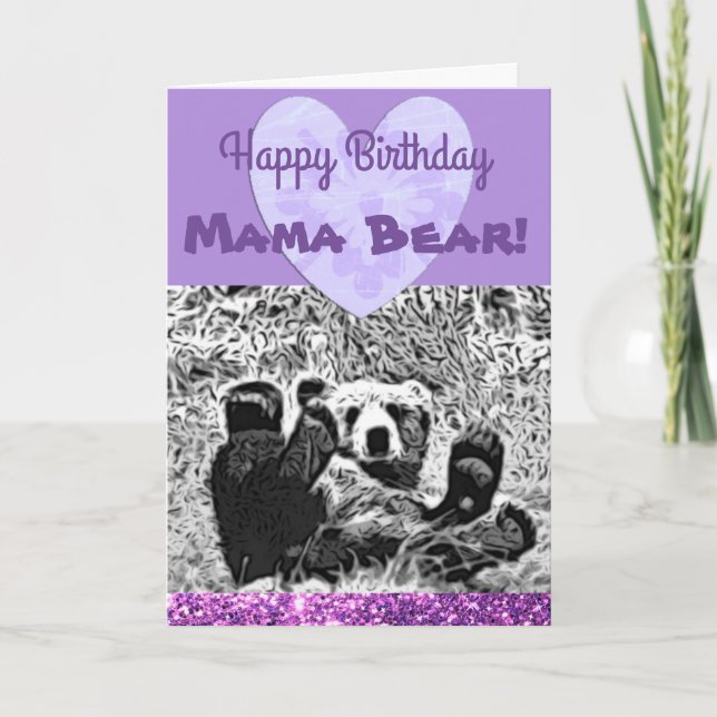 Cartão Happy Birthday "Mama Bear", Love Baby Bear (Frente)