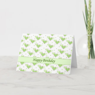 Cartão Happy Birthday Mint Green Hearts Card