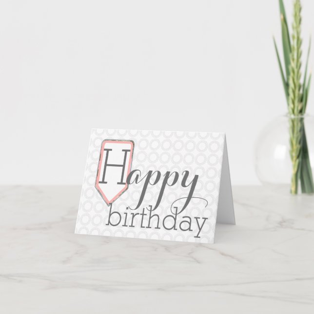 Cartão Happy Birthday | Mixed Font Grey Circle Stationary (Frente)