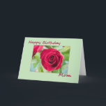 Cartão Happy Birthday Mom<br><div class="desc">Pretty Happy Birthday Mom card,   with pink rose.</div>