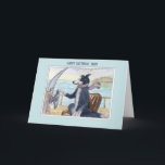Cartão Happy Birthday Mom, Border Collie dog on a boat<br><div class="desc">Mom was totally at home on the open water. She loved nothing more than to feel the wind through her fur. A Border Collie dog is riding the waves on a boat.</div>