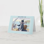 Cartão Happy Birthday Mom, Border Collie dog on a boat<br><div class="desc">Mom was totally at home on the open water. She loved nothing more than to feel the wind through her fur. A Border Collie dog is riding the waves on a boat.</div>