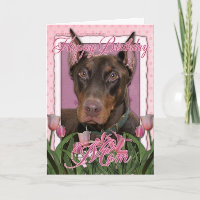 Cartão Happy Birthday Mom - Doberman - Rocky (Frente)