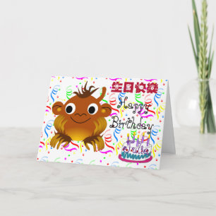 Cartão Happy Birthday Monkey Cartoon & Chinese Word (Kid)