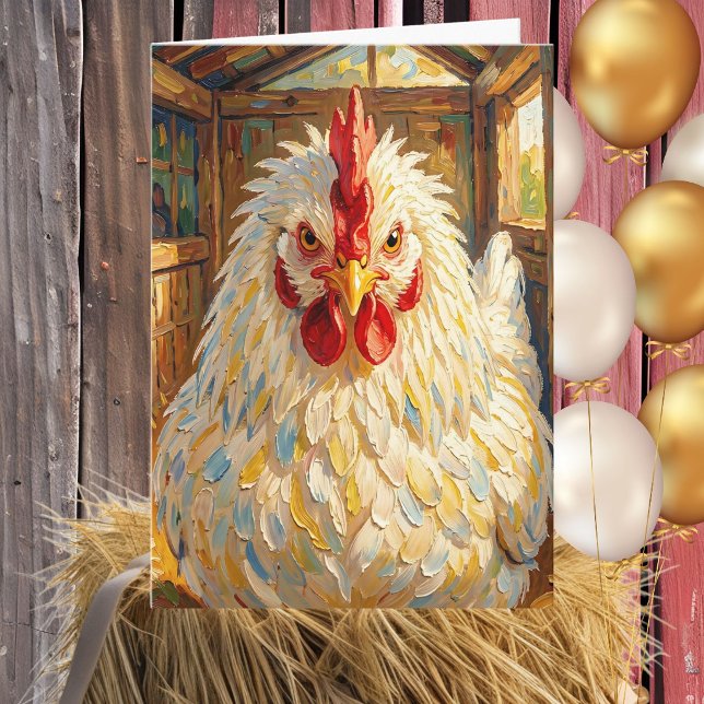 Cartão Happy Birthday Mother Clucker | Funny Chicken Pun (Criador carregado)