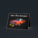 Cartão Happy Birthday Muscle Car Greeting Card<br><div class="desc">Customize this greeting card inside and out! Classic muscle car with flames coming out of the tail pipes.</div>