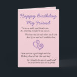 Cartão Happy Birthday My Friend<br><div class="desc">words of friendship for any Birthday</div>