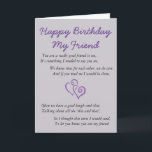 Cartão Happy Birthday My Friend<br><div class="desc">words of friendship for any Birthday</div>