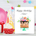 Cartão Happy Birthday Nana Watercolor Cake Birthday<br><div class="desc">Personalize the inside message is an option! Watercolor by Daphsam Photography and Art.</div>