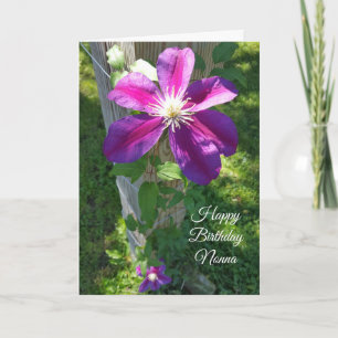 Cartão Happy Birthday Nonna Purple Flower Clematis