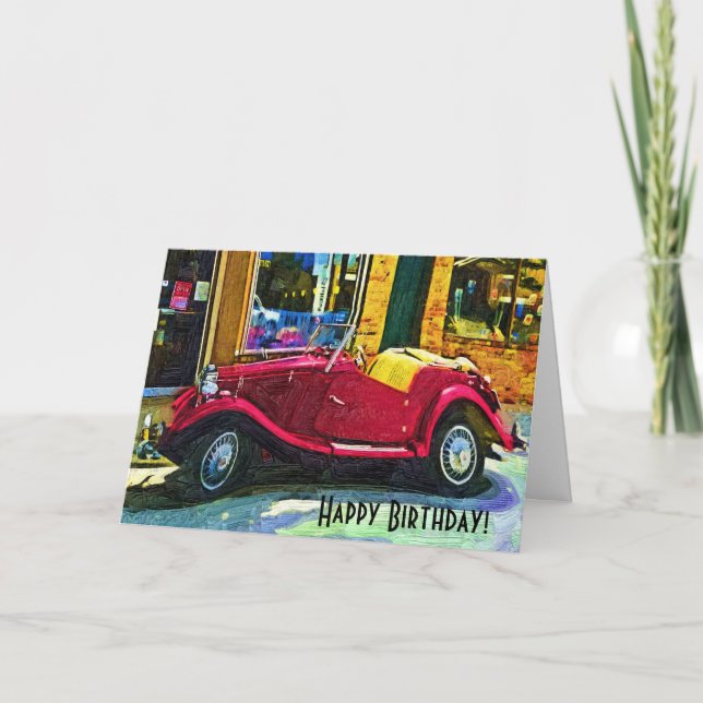 Cartão Happy Birthday Oldtimer Car (Frente)