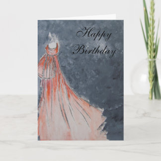 Cartão Happy Birthday (orange dress)