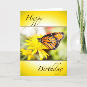 Cartão Happy Birthday Orange Monarch Butterfly Card