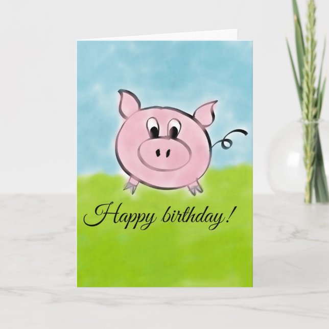 Cartão Happy birthday pig (Frente)