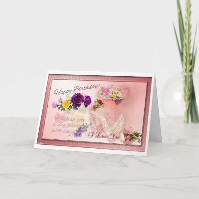 Cartão Happy Birthday Pink Hatter (Frente)