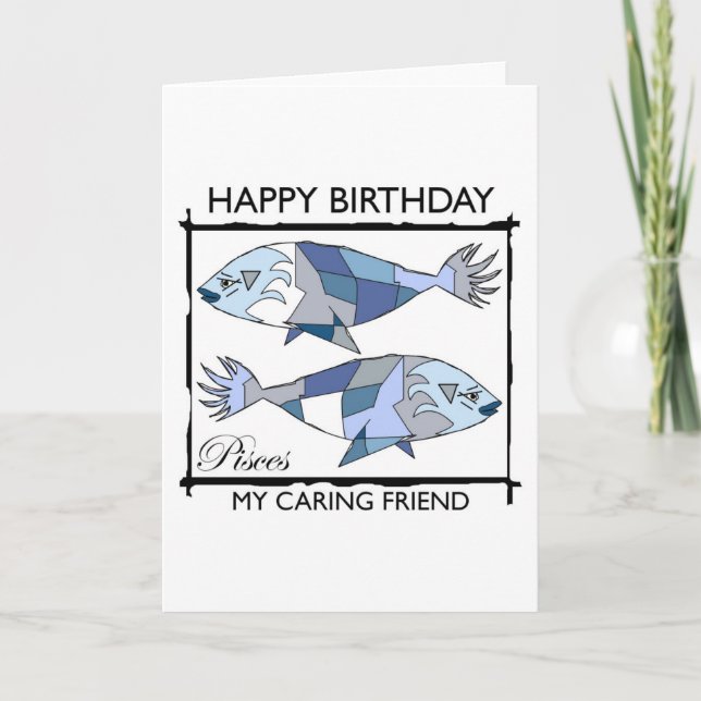 Cartão Happy Birthday, Pisces! (Frente)
