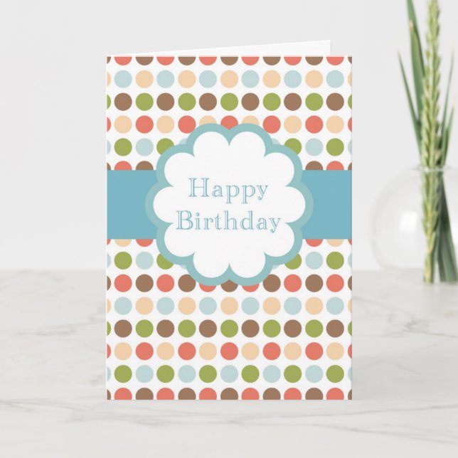 Cartão Happy Birthday (poka dots) (Frente)