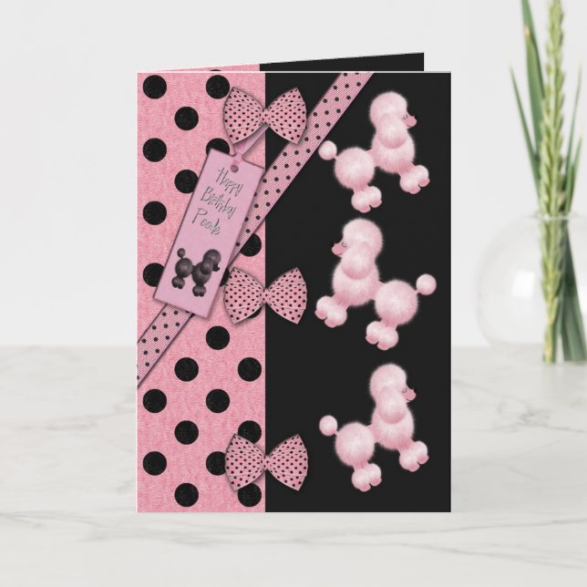 Cartão Happy Birthday Poodle (Frente)