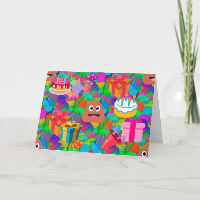 Cartão happy birthday poop emoji (Frente)
