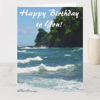 Cartão Happy Birthday postcard blue ocean from Hawaii!