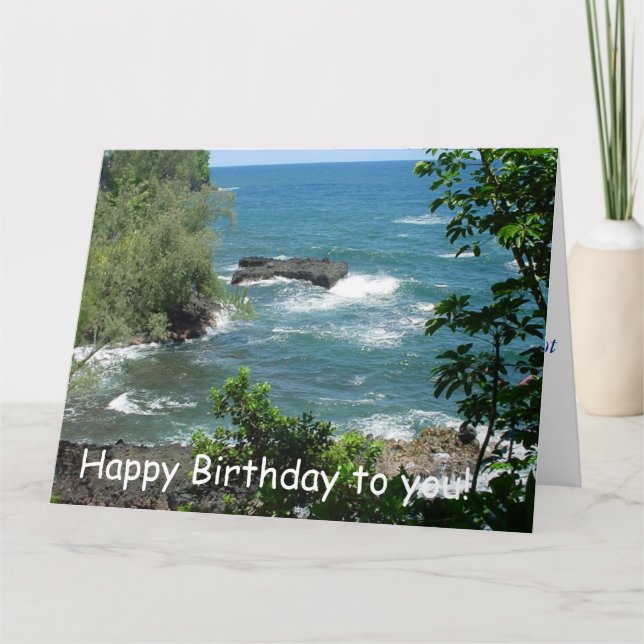 Cartão Happy Birthday postcard blue ocean from Hawaii (Frente)