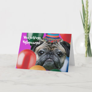 Cartão Happy birthday pug dog greeting card