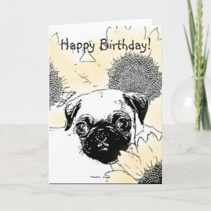 Cartão Happy Birthday Pug greeting card