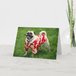 Cartão Happy Birthday Pug in a Hawaiian Shirt