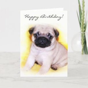 Cartão Happy Birthday Pug Puppy greeting card