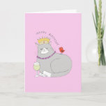 Cartão Happy Birthday Queen Cat with Little Bird Funny<br><div class="desc">Funny Birthday card for cat lovers! From silly jokes to serious romantic statements, MiKa Art Zazzle shop has something for everyone. Canadiana, Japanese gifts, jewelry, cases for electronic devices, fun buttons, mug cups, ornaments, cards and posters….. Please take some time and look around. You may even find something you didn’t...</div>