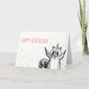 Cartão Happy Birthday Raccoon