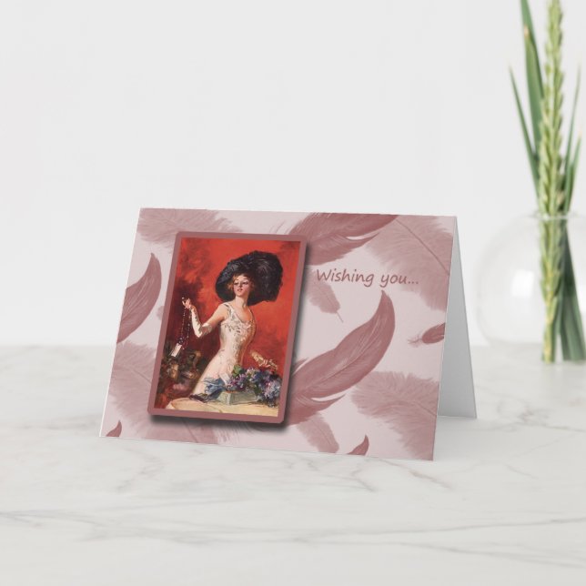 Cartão Happy Birthday Retro Fashion and Hat (Frente)