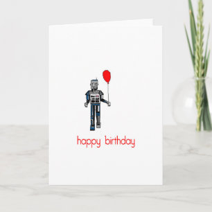 Cartão Happy birthday robot with balloon