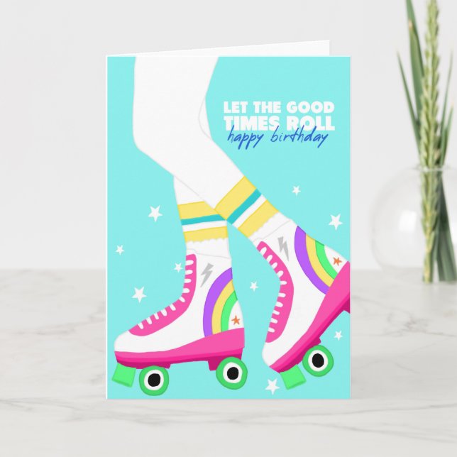 Cartão Happy Birthday Roller Skates Card (Frente)
