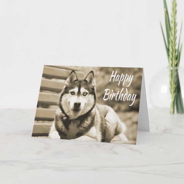 Cartão Happy Birthday Siberian Husky Puppy Dog (Frente)