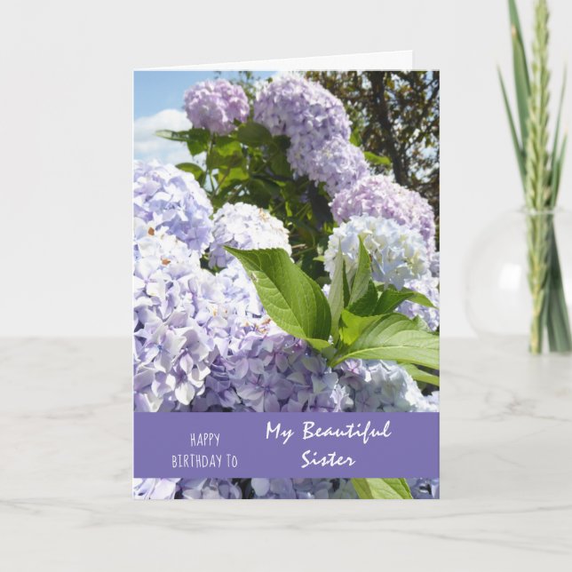Cartão Happy Birthday Sister Hydrangea Flowers (Frente)