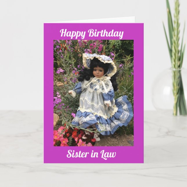 Cartão Happy Birthday sister in law  Black doll 3 (Frente)