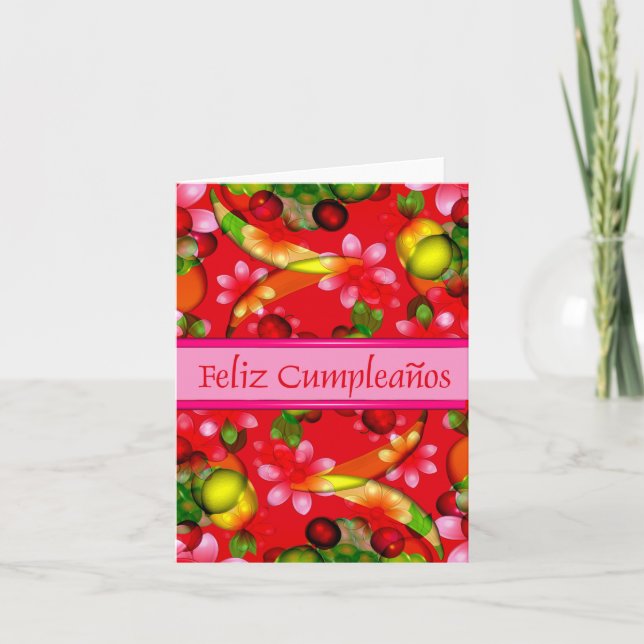 Cartão Happy Birthday Spanish w/ blank inside (Frente)