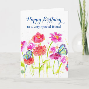 Cartão Happy Birthday Special Friend Blue Butterflies