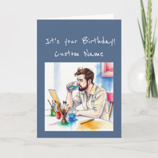 Cartão Happy Birthday  Special Watercolor Artist Humor