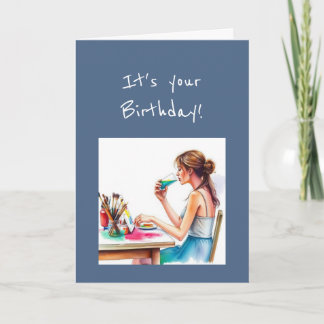 Cartão Happy Birthday Special Watercolor Artist Humor