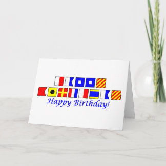 Cartão Happy Birthday spelled in nautical flag alphabet