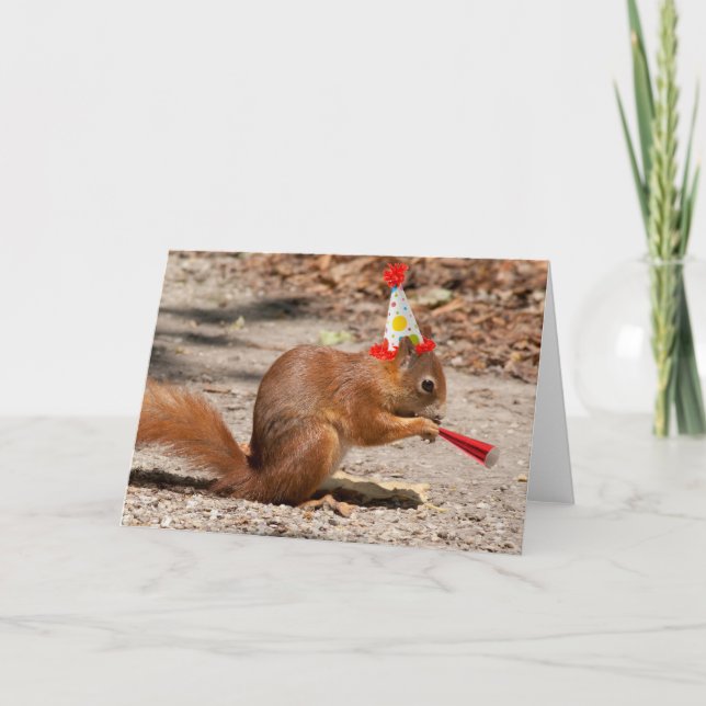Cartão Happy Birthday Squirrel (Frente)