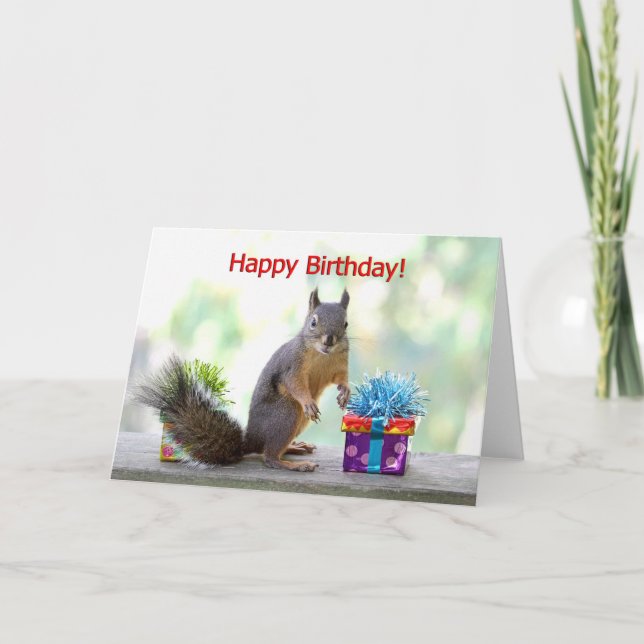 Cartão Happy Birthday Squirrel (Frente)
